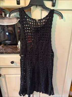 Free People Black Crochet Tunic Top